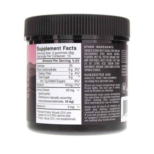 Hemp Extract-Infused Gummies Sleep Raspberry Flavor, CW
